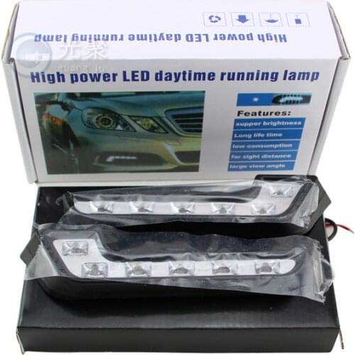 For toyota Nissan Honda Style 2pcs White 6 LED L Shaped Daytime Running Lights DRL