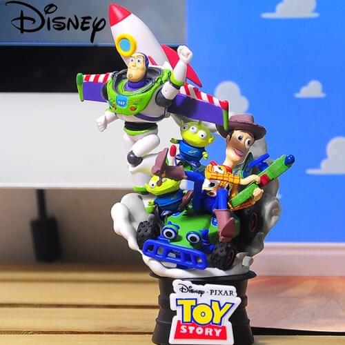 Disney Anime Toy Story Woody Buzz Lightyear Alien Action Figures Movie Scene Model Dolls Ornaments Toys For Childrens Gifts