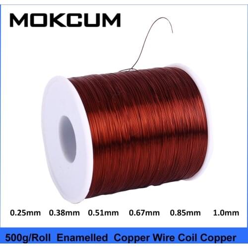 500g 0.25mm 0.38mm 0.51mm 0.67mm 0.85mm 1mm Copper Enameled Wire Cable Copper Coil Resistant Copper Wire Round Wire EnamelCable
