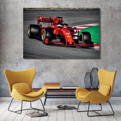 Ferraris SF90 on Track F1 Sport Cars Raceway Modern Formula 1 Canvas Paintings Wall art Posters and Prints for Living Room Decor