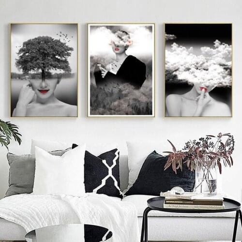 City Architecture Boat Sky Forest Characters Women Beauty Silhouettes Canvas Painting Wall Picture Poster Living Room Decoration