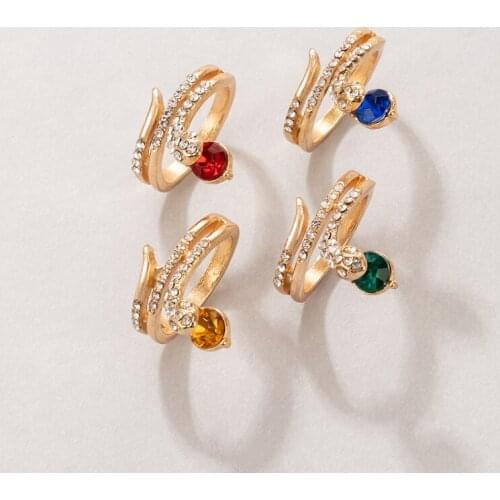 Tocona Colorful Snake Luxury Crystal Stone Ring Sets for Women Men Charms Alloy Metal Geometry Party Jewelry кольца 19678