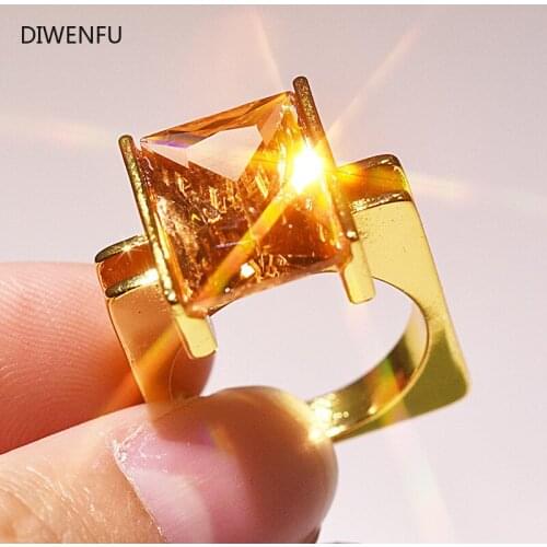 Natural Citrine 14K Yellow Gold Rings for Women Luxury Engagement Bizuteria Anillos 14K Gold and Diamond Jewelry Wedding Rings