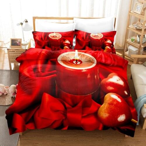 Sweet Heart Pattern Bedding Set Luxury Duvet Cover for Valentines Day Quilt Cover King Full Twin Single Home Texture 2/3Pcs