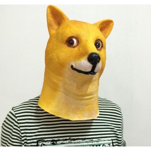 Wholesale Shiba Inu Dog Animal Head Full Face Masks Halloween Dog Head Party Mask