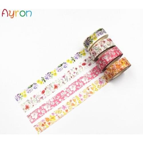 15mm X 10m Cute Kawaii Flower Masking Washi Tape Decorative Adhesive Tape Decor Decora Diy Scrapbooking Sticker Label Stationery