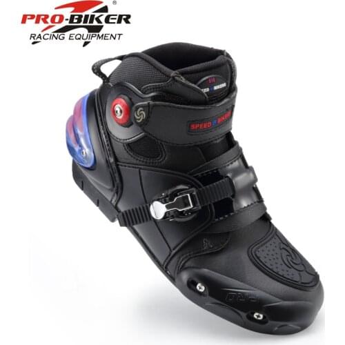Men Pro Biker Ankle Leather Motobotinki Motorcycle Boots Racing Bota Moto Motor Bike Shoes Motorboats for Motocross A9003
