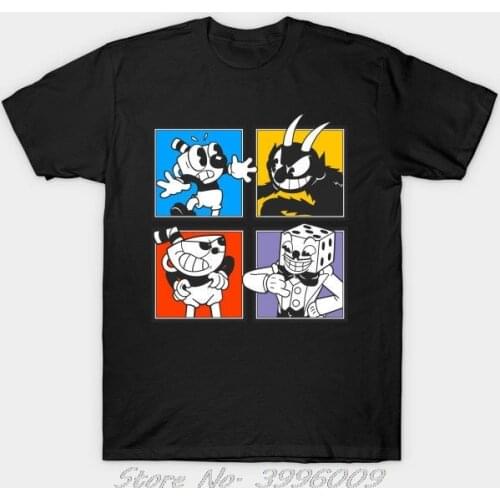 Cuphead Characters Mens T-Shirts Clothing Tees Custom t shirt Summer Short Sleeve Cotton Tshirt Streetwear