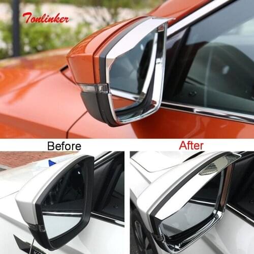 Tonlinker Cover sticker For Skoda KAROQ 2018 Car Styling 2PCS ABS Chrome Car Exterior Rearview mirror rain eyebrow Cover sticker