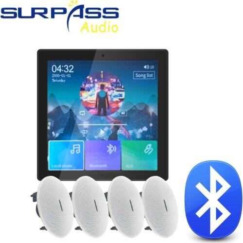 Mini Touch Screen Wall Amplifier Bluetooth Fm HiFi Stereo Sound Subwoofer Audio PA Ceiling Speaker Music Kit Home Theater System