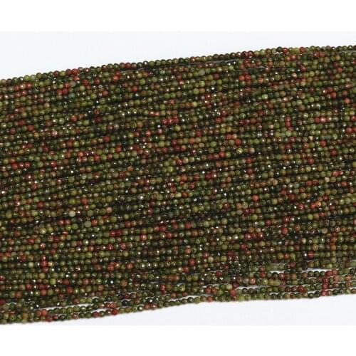 Natural unakite stone 2mm 3mm fashion round faceted loose beads diy jewelry 15" B474