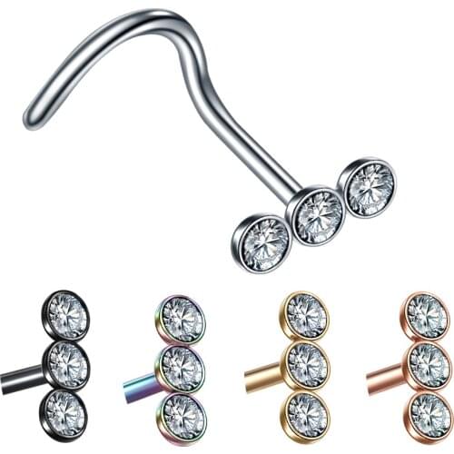 1Pc Stainless Steel Sexy Zircon Nose Stud CZ Crystal Nose Ring Nostril Piercing Nose Piercing Body Jewelry For Women 20G