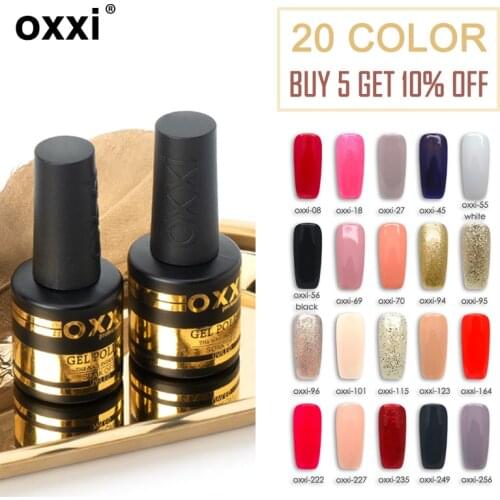 OXXI Nail Art Semi-permanent UV Led Gel Varnish 8ml Bright Hybrid Color Gel Lacquer Manicure Nail Rubber Base Coat and Tops