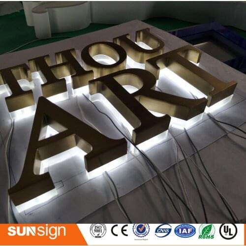 Custom Stainless steel golden color backlit numbers