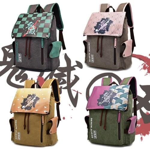 Anime Demon Slayer Backpack Students Shoulders Bag Canvas Print Schoolbags Teentage Laptop Travel Rucksack Kids Gifts&Toys