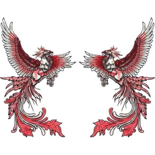 Sewing On Large Red Phoenix Patches For Clothing Applique Embroidery Patch Decals Peacock Phoenix 3D Diy Clothing Accessories