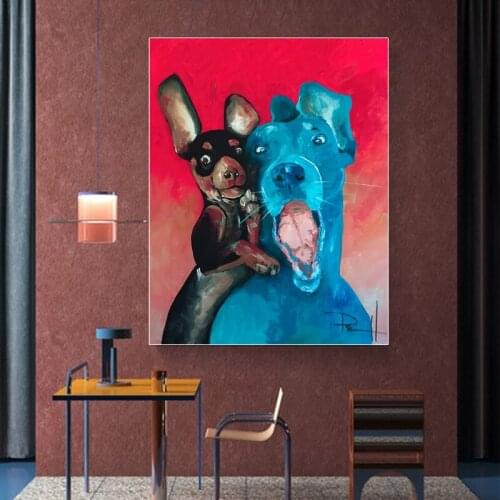 Funny Animal Canvas Painting Colorful Abstract Dog Posters Prints Wall Art Pictures Modern Living Room Home Decoration