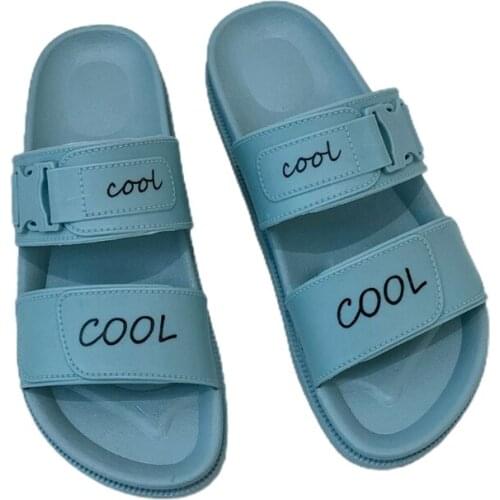 N7ME Korean Style Women Summer Rubber Slippers Cool Letters Printed Open Toe Anti-Skid Flat Slide Shoes Double Strap Slip-On SPA