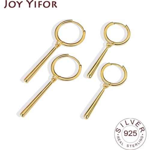 925 Sterling Silver Earrings Charm Women Trendy Jewelry Bar Tassel Simple Retro Party Accessories Gifts Round Gold Earring