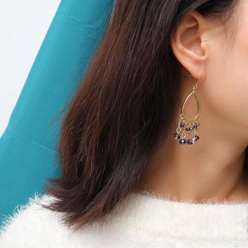 Women Faux Crystal Hollow Water Drop Tassels Dangle Hook Earrings Party Jewelry Gifts