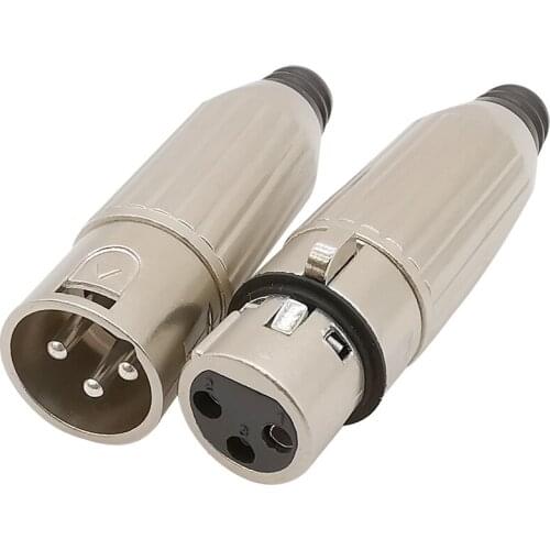 1Pair 3Pin XLR Connector Plug 3pin male & female plug 3-Core XLR Connector for Microphone plug Audio plug speaker connector
