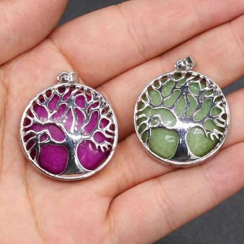 1Pcs Rainbow Flat Round Semi-Precious Pendant Charms For DIY Necklace Handiwork Sewing Craft Jewelry Accessory Making