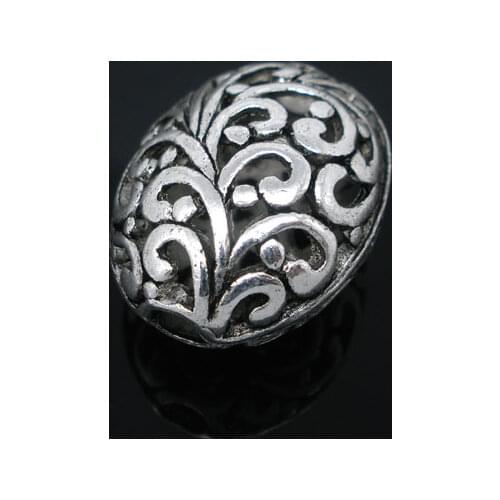 10 PCs Silver Color Hollow Flower Spacers Beads 22x17mm (B05171)