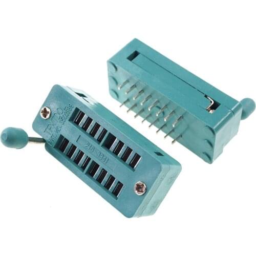 10pcs Test IC DIP ZIF ZIP Socket 16 Pin Pitch 2.54 mm Press-Fit Dual Row Spacing 7.62 mm 0.3" 2x8 16 Position Grid