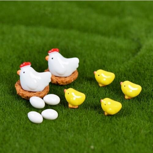 12 Pcs Mix Chicken Chick Egg Nest Figurine Miniatures Home Decoration Kawaii Accessories Garden Decor For home