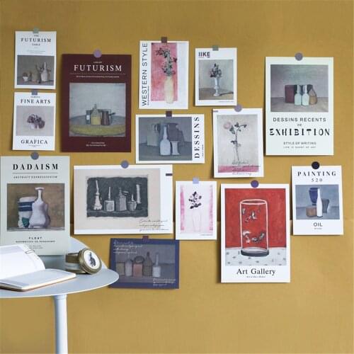 15Pcs Ins Style Famous Painting Bottle Sketch Classical Abstract Art Wall Stickers for Photography Props Home Artwave Decoration