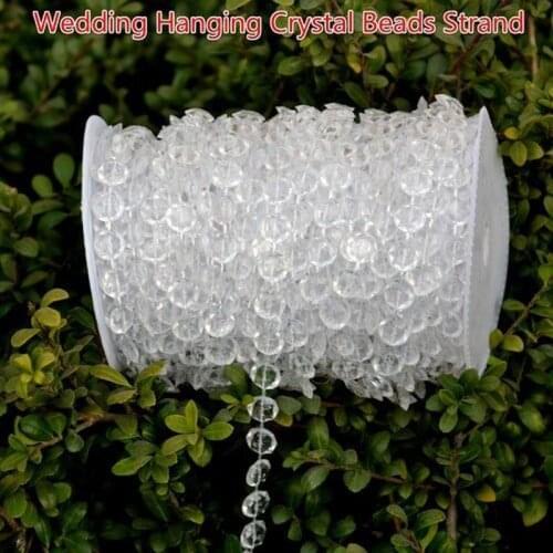 1Yard/Pack 10MM 0.4Inch Acrylic Bling Hanging Crystal Beads Strand String Chain For Wedding Wishing Tree Chandelier Beaded