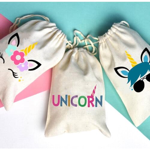 5pcs candy gift bags Magical unicorn Theme Girl Boy first 1st 2nd 3rd birthday party baby shower Childrens day decoration favor