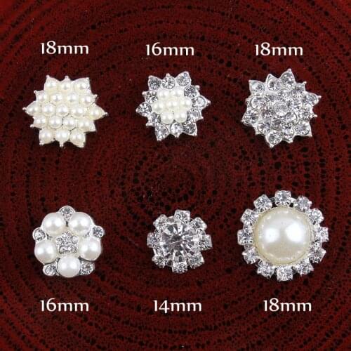 50pcs Mixed style alloy rhinestones button flower Spark Rhinestone pearl Buttons Jewelry accessory freeshipping