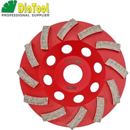 DIATOOL 4.5"/115MM Segmented Turbo Diamond Grinding Cup Wheel For Concrete And Masonry Material, Diamond Grinding Discs