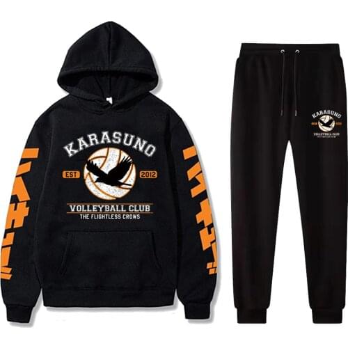 Anime Haikyuu Printed Casual Men/women Sweatshirt Hoodies Pants Tracksuits Hoodie Tops Unisex Set