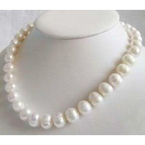 Free Shipping 10-11MM Natural White Freshwater Cultured Pearl Round Beads Necklace High Quality Women Jewelry 18inch BV456