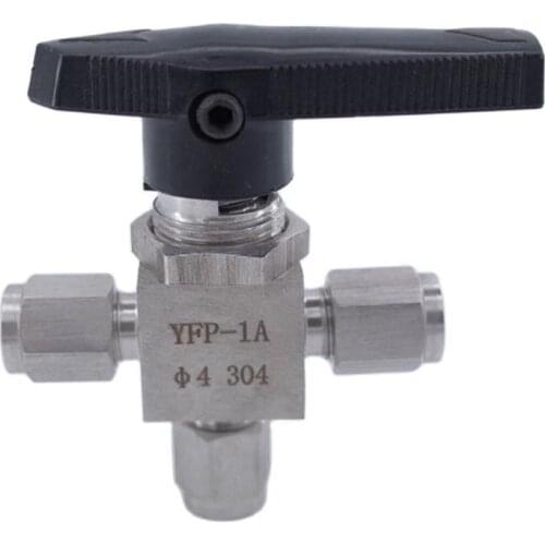 Free ship Tee Ball valve 3 6 8 10 mm 1/8 1/4 3/8 1/2 inch hard tube stainless steel 304 card set acid proof 3 way ball valve