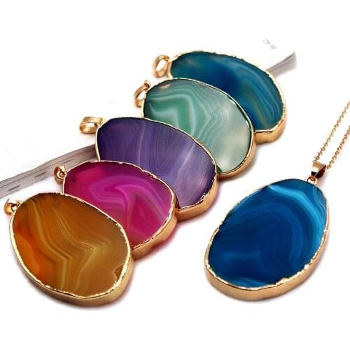 Natural Stone Pendant Necklace for Women Healing Crystal Pendant Jewelry Chakra Stones Necklace 1pcs