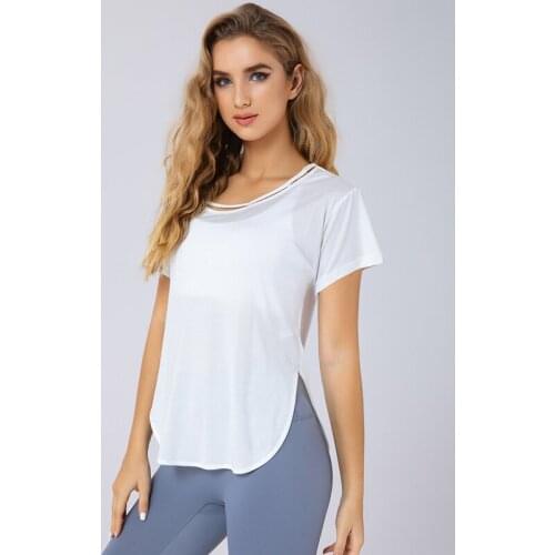 Quick Drying Sport Fitness Running Shirt Gym Tank Top New Womens Thin Yoga Shirt Workout Breathable Exercises T-Shirt Sportwear