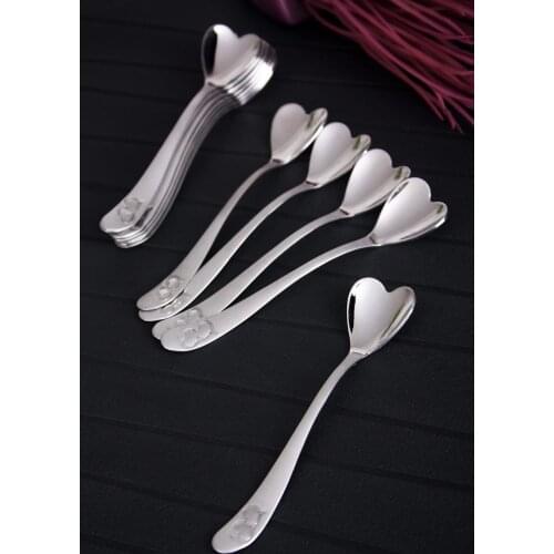 Sampurchase 12'Li Heart Shaped Stainless Steel Tea Spoon