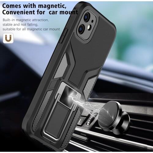 For Iphone 11 Pro Max Shockproof Armor Magnet Ring Stand Bumper Case Phone Back Cover For Iphone 11 Cases