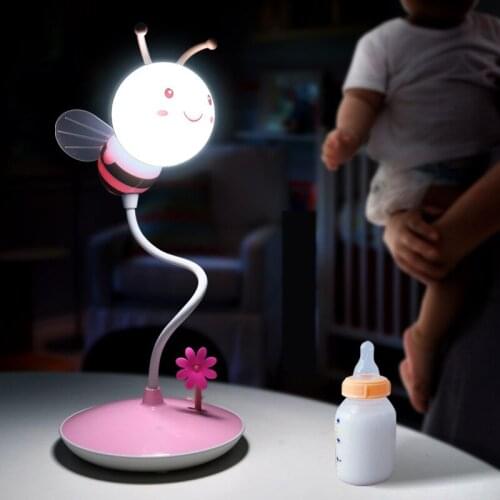 Decorative LED bee table lamp cartoon cute night light for kids baby childrent bedroom sleeping with dimmable brightness