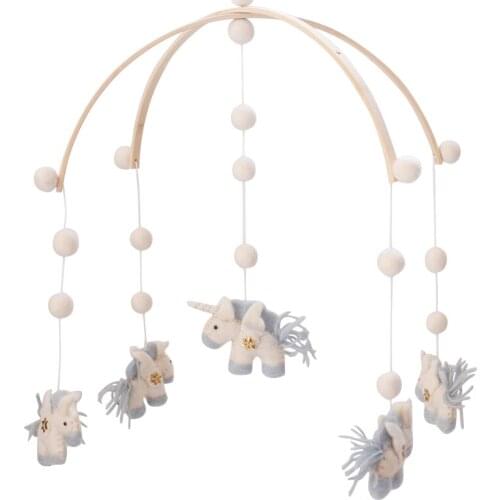 Baby Rattles Cute Cartoon Mobile For Baby Crib Wooden Felt Baby Toy For Newborns Wind Bell Baby Room Decoration Photography Prop