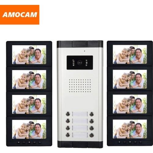 8 Units 7" Monitor Apartment intercom system Video Door Phone Intercom HD Camera video Doorbell for 8 Household