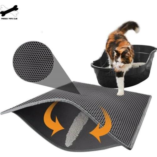 Double Layers Pet Cat Litter Mat Eva Trapper Mats With Waterproof Bottom Non-slip Pet Litter Cat Mat Layer Easy To Clean