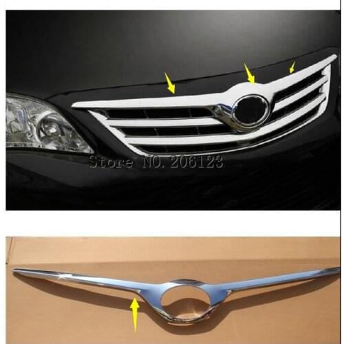 For Toyota Corolla Altis 2011 2012 2013 ABS Chrome Front Grille Trim Racing Grills Around Frames Decoration Car Accessories