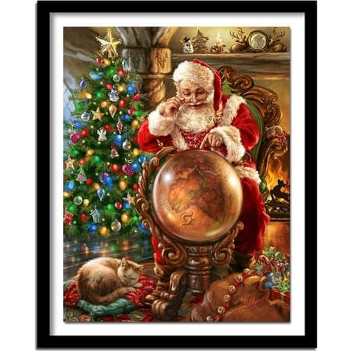 Diamond Painting Cross Stitch Santa Claus Christmas Gift Full Square Resin Diamond Embroidery Handmade Home Decor