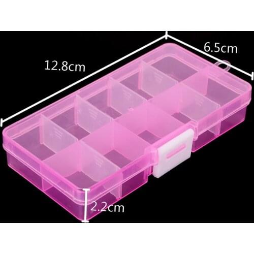 12.8x6.5x2.2cm Plastic Storage Box 10grids 5Color Transparent Color Splittable DIY Organizer Box for Ring Jewelry Storage