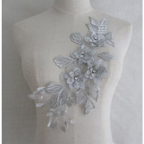 1PC Lace Collar silver Flower Sewing Beautiful Flower Supplies Accessories Applique Lace Collar Neckline Collar Sewing Supplies