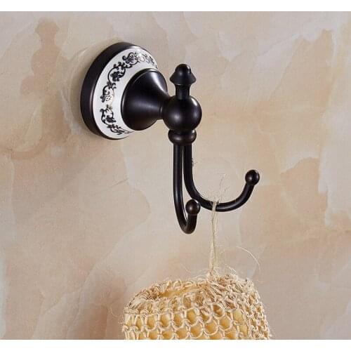 Black Oil Rubbed Brass Wall Clothes Rack Cloth Hook Wall Hook Robe Hook For Bathroom Accessory Hanger Copper